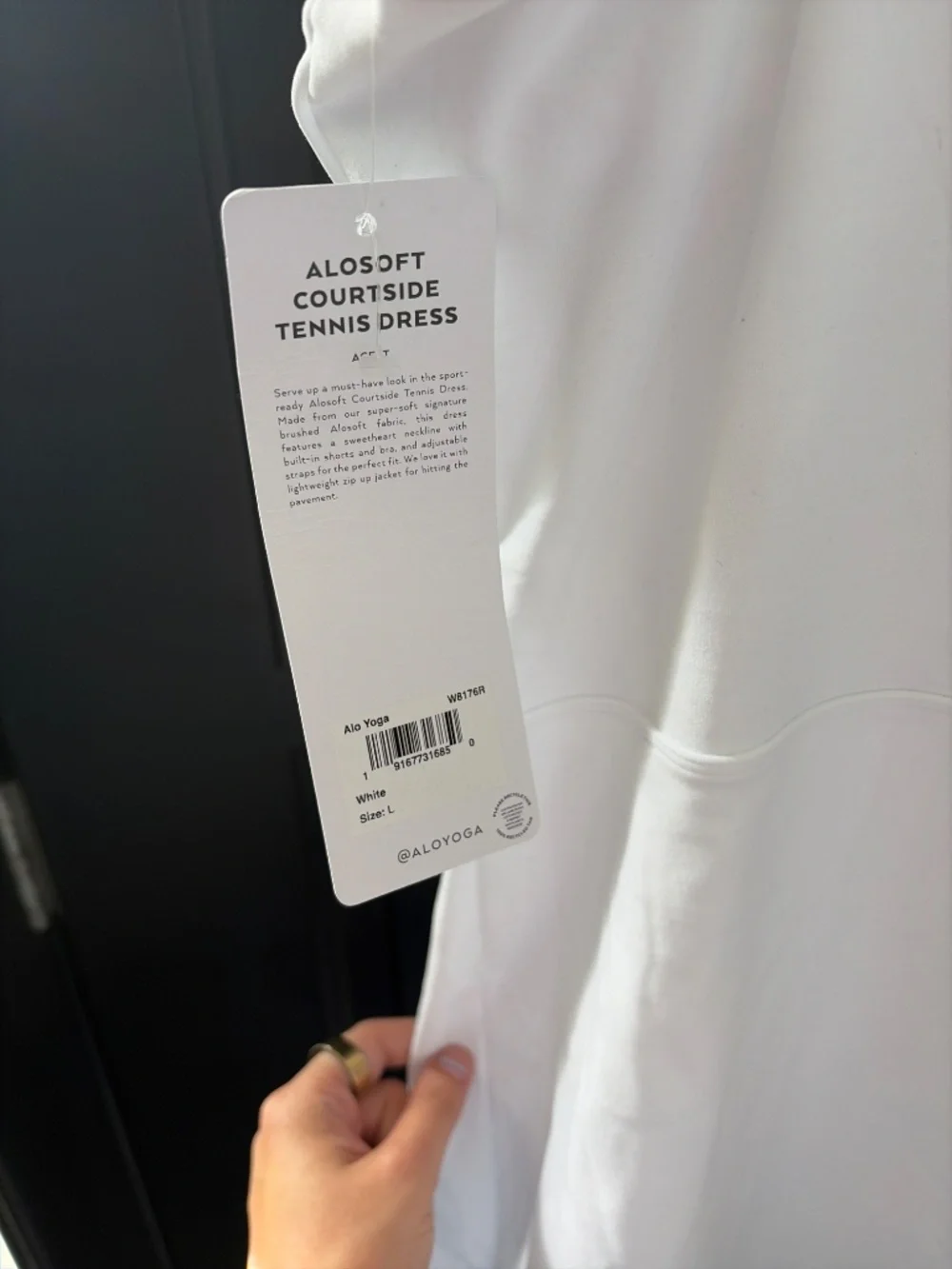Alo soft court side tennis dress white L